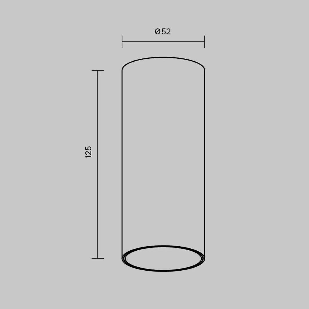 Spot focus led cylindre avec led intégrée version dimmable de 52 mm diamètre et 125 mm hauteur en lignes noires minimalistes