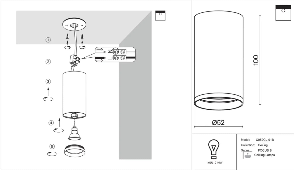 Schéma d'installation du luminaire