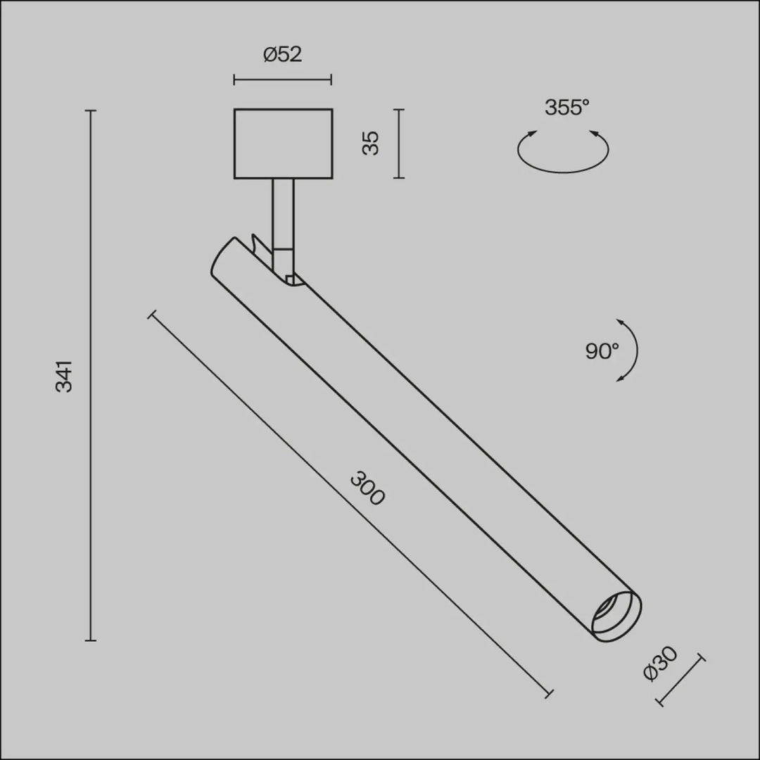 Spot focus t led tube ultra-fin avec base ronde cylindrique moderne en métal réglable à 355 degrés