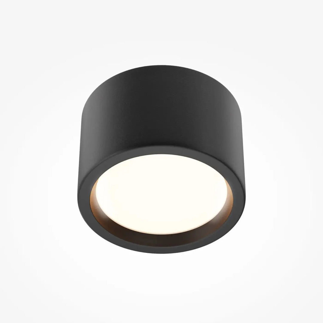 Spot hydra led noir cylindrique encastré avec finition mate et lumière douce indice ip44 disque étanche