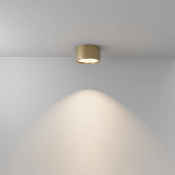 Spot hydra led saillie avec finition or indice ip44 émettant une lumière douce et focalisée pour plafond