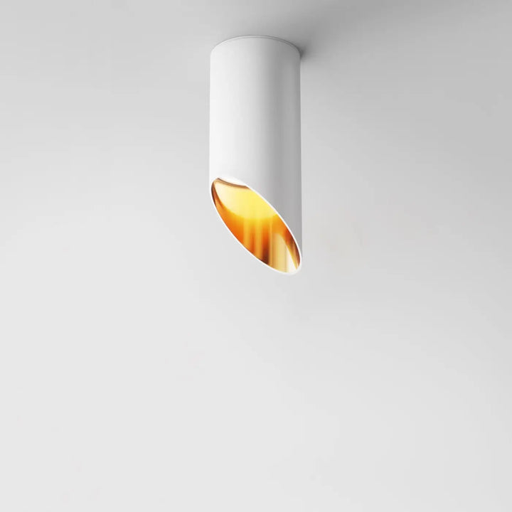 Spot lipari long cylindre blanc avec intérieur doré pour un éclairage élégant en acier noir
