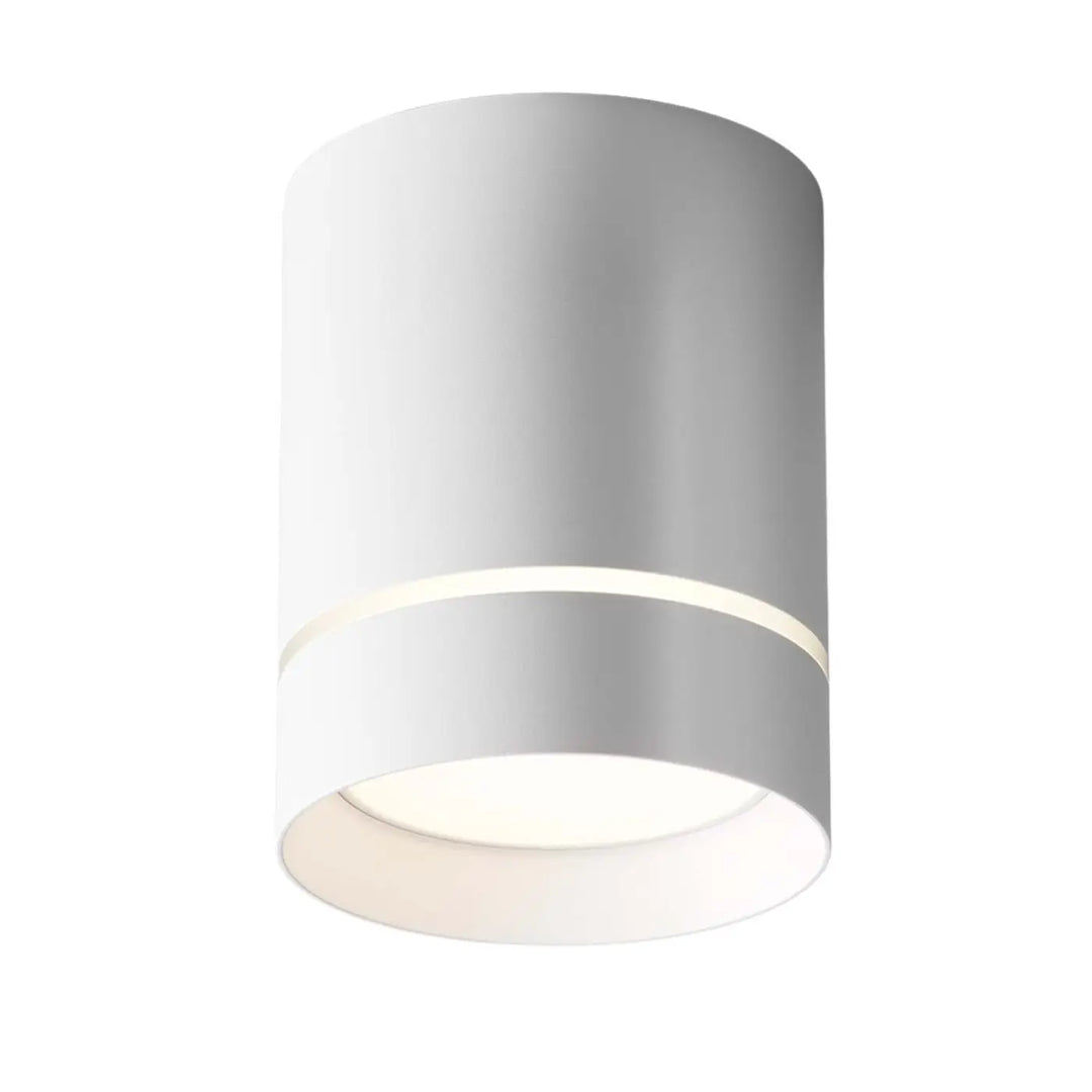 Spot orlo cylindre compact blanc avec lumière anneau illuminé et design moderne en acier noir pour plafond