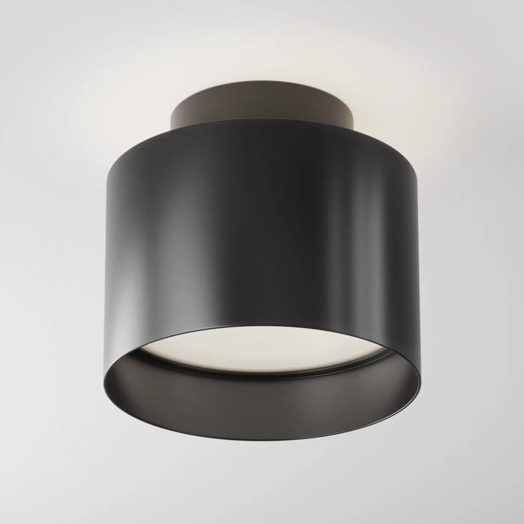 Spot large cylindre saillie planet led en acier noir avec finition mate pour éclairage moderne au plafond