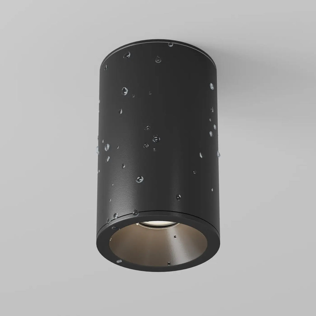 Spot zoom cylindre noir mat avec gouttes d eau pour lumière dirigée sur faux plafond