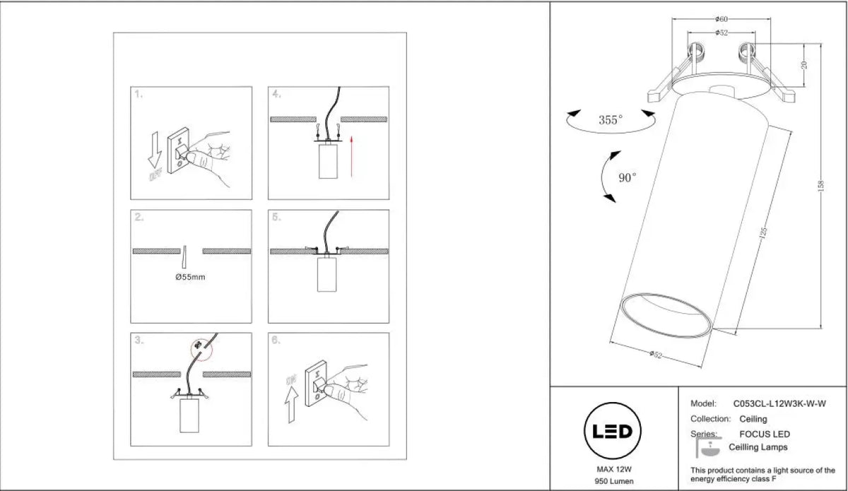 Schéma d'installation du luminaire