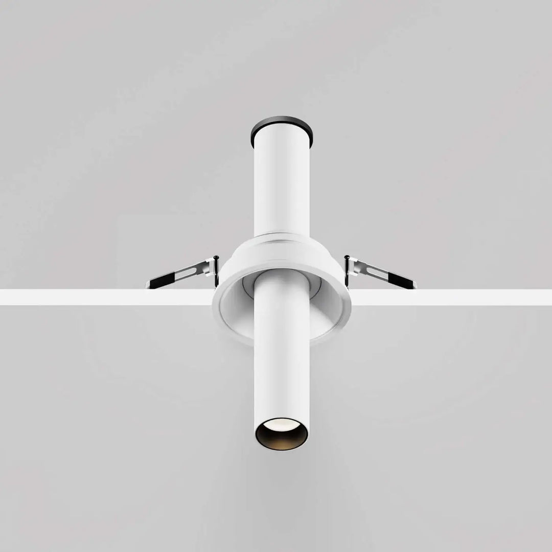 Spot | focus t tube fin orientable spot encastré blanc cylindrique avec bras réglables et accents noirs