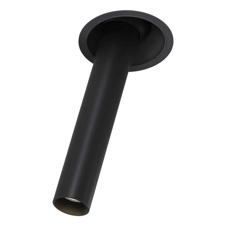 Spot focus t tube semi-encastré en tube fin orientable noir mat cylindrique avec bride circulaire au plafond