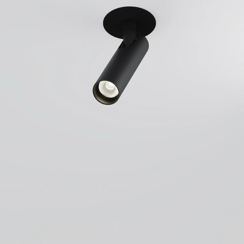 Spot semi-encastré focus tube ultra-fin en finition noire mate avec led intégrée et tête cylindrique réglable