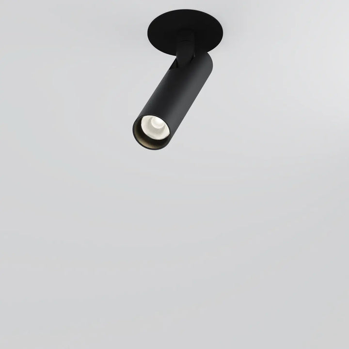 Spot semi-encastré focus tube ultra-fin en finition noire mate avec led intégrée et tête cylindrique réglable