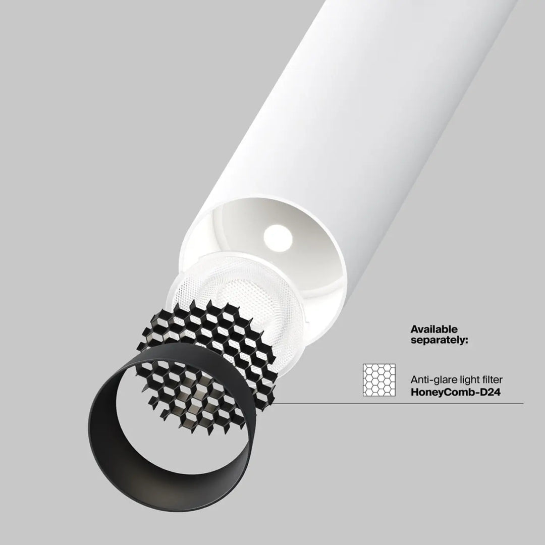 Spot semi-encastré focus blanc avec led intégrée et filtre anti-éblouissement noir en nid dabeille ultrafin