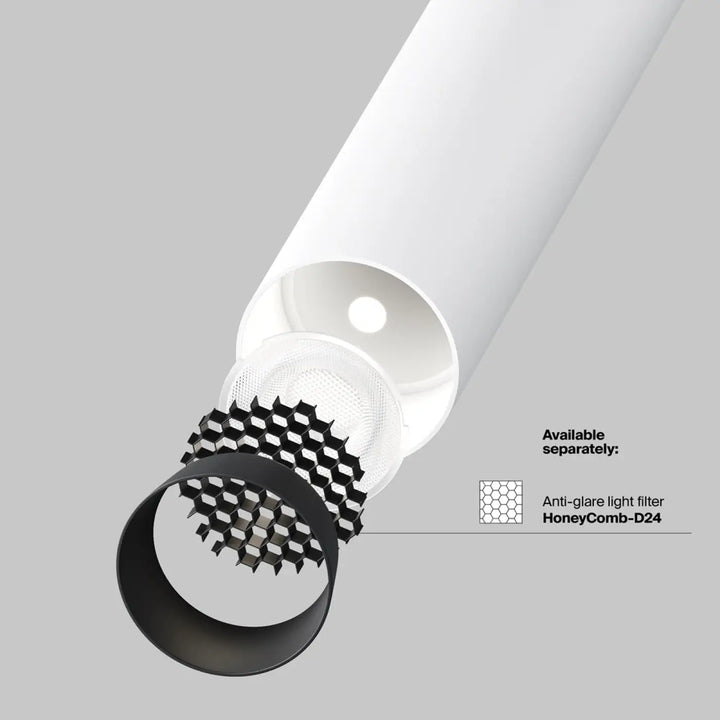 Spot semi-encastré focus blanc avec led intégrée et filtre anti-éblouissement noir en nid dabeille ultrafin