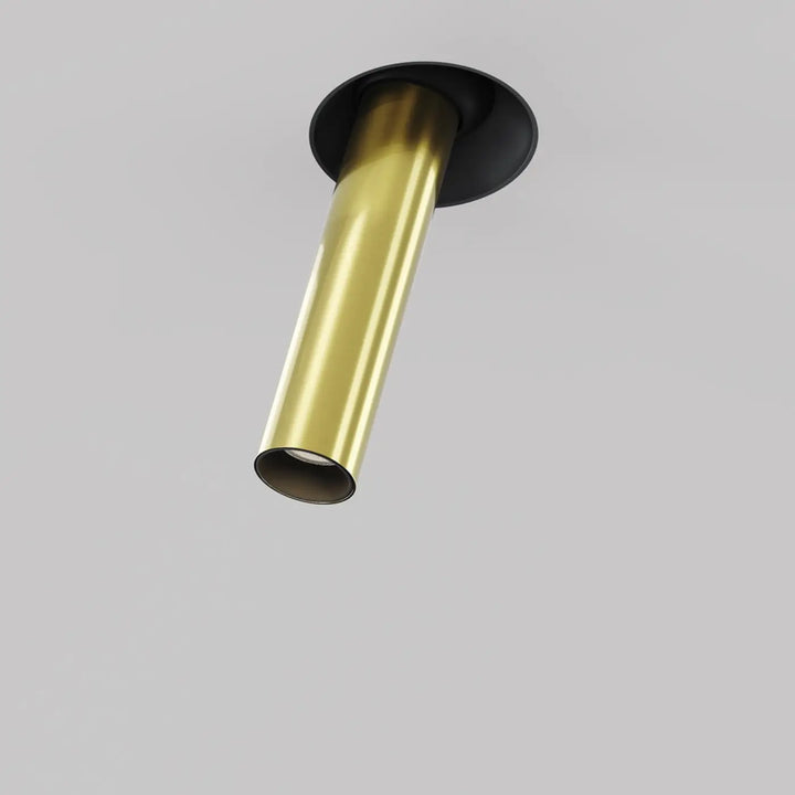 Spot focus t trimless lampe encastrée cylindrique en laiton avec base noire mate tube fin orientable