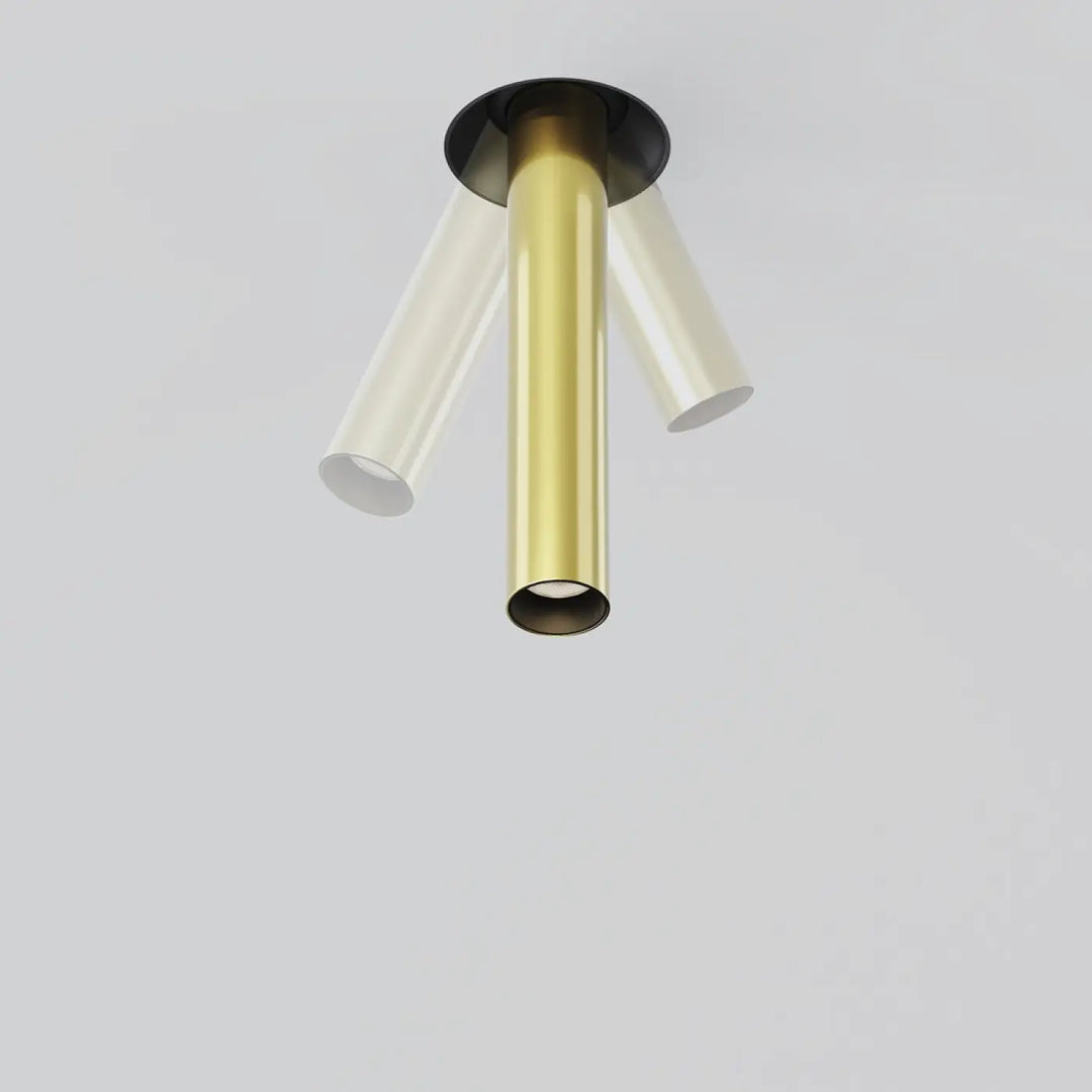 Spot | focus t trimless lampe de plafond moderne avec tube fin orientable bras en verre translucide et corps cylindrique en laiton