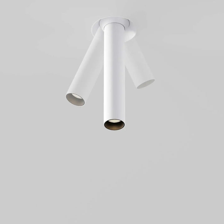 Spot focus t trimless lampe de plafond cylindrique blanche avec trois bras orientables type tube fin mat