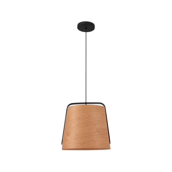 Suspension Stood 1 lumière noire et bois de cerisier de Faro Barcelona