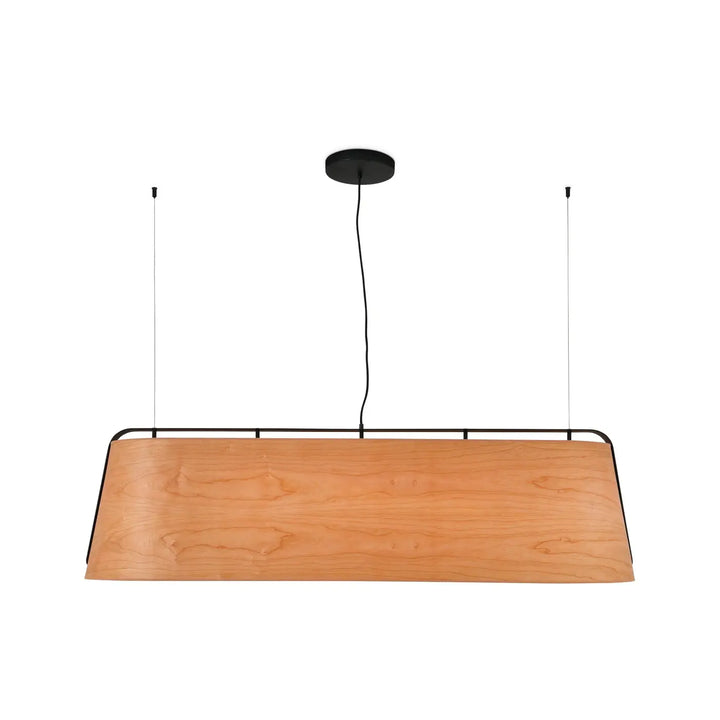 Suspension Stood 5 lumières noire et bois de cerisier de Faro Barcelona