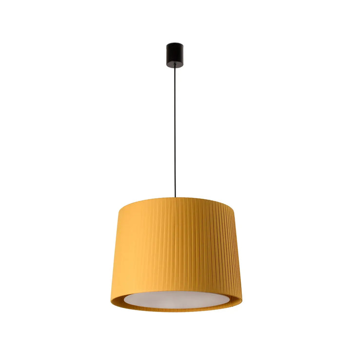 Suspension Samba noire, abat-jour enrubanné jaune, de Faro Barcelona