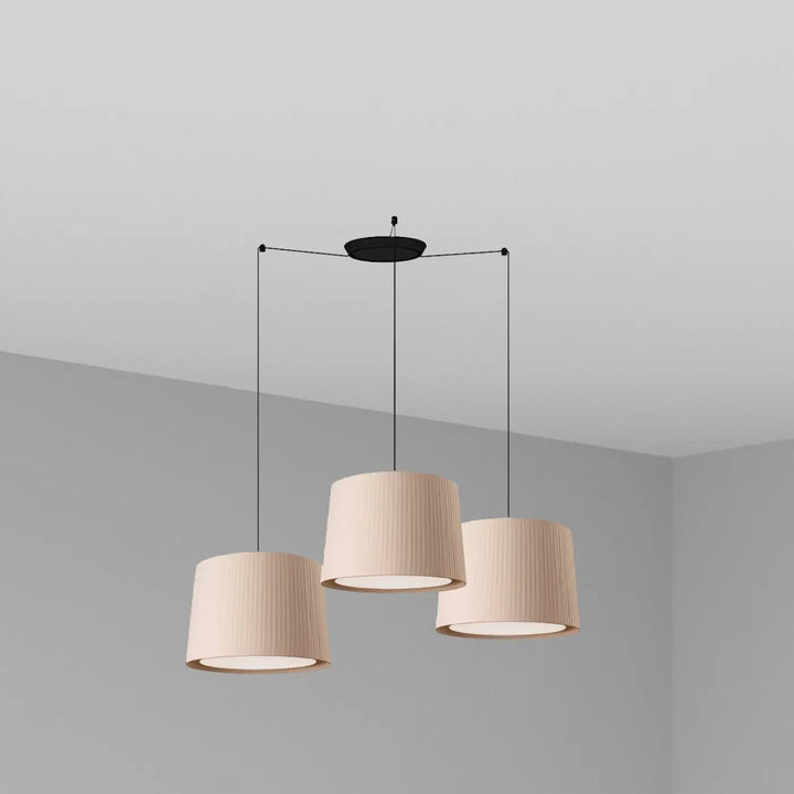 Suspension multiple Samba 3 lumières, abat-jour beige, de Faro Barcelona