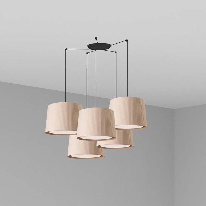 Suspension multiple Samba 5 lumières, abat-jour beige, de Faro Barcelona