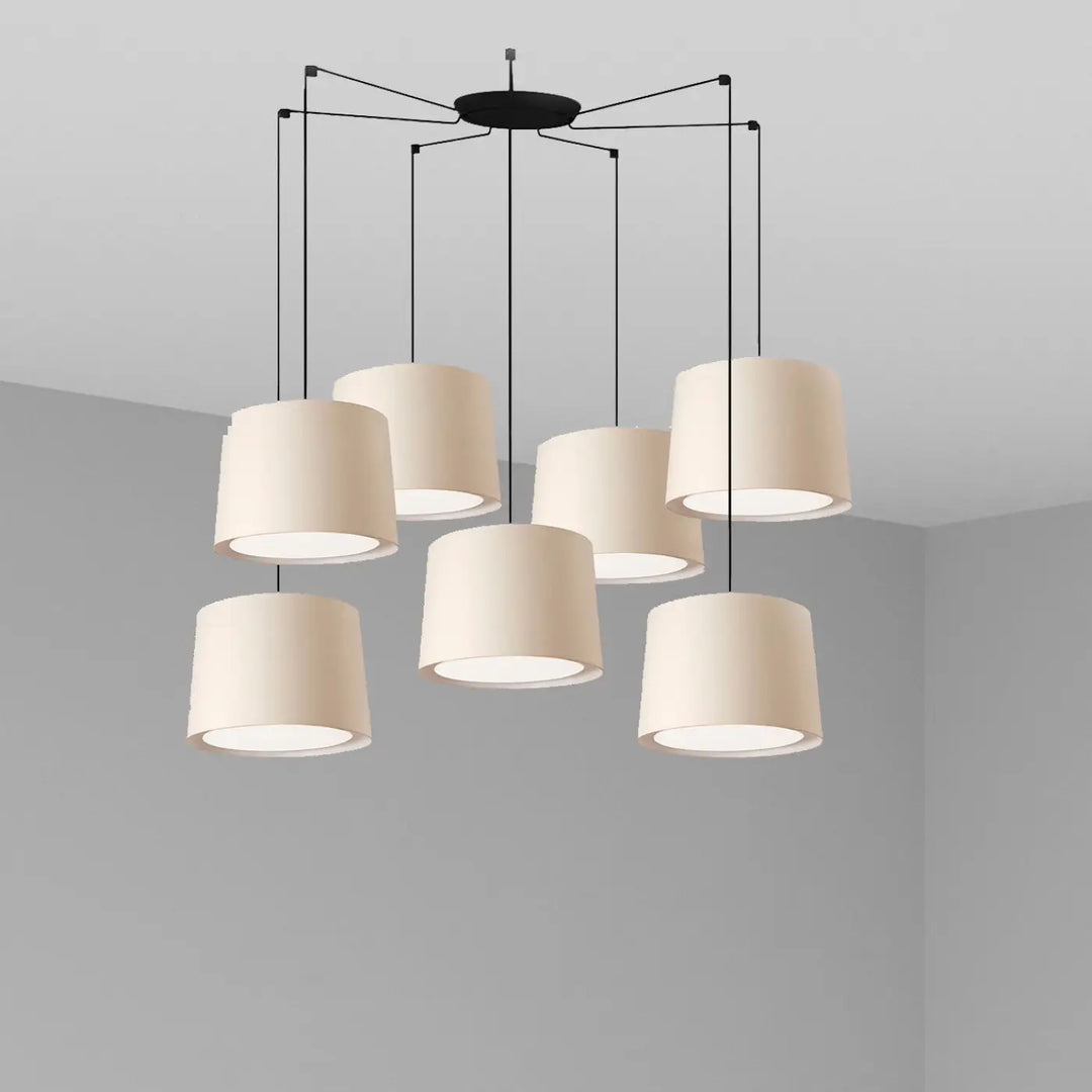 Suspension Conga 7 lumières abat-jour beige de Faro Barcelona