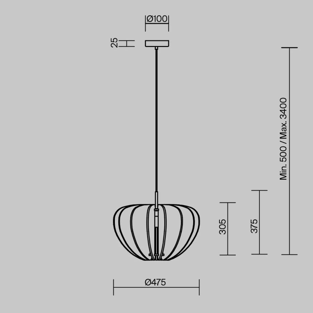 Suspension luminaire cambio en aluminium noir avec design sphérique segmenté et hauteur réglable au-dessus d’une table