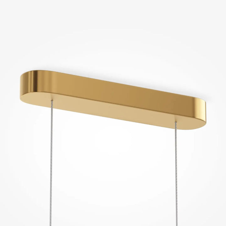 Suspension amulet linéaire en verre strié doré pour salle à manger avec design moderne et forme rectangulaire élégante