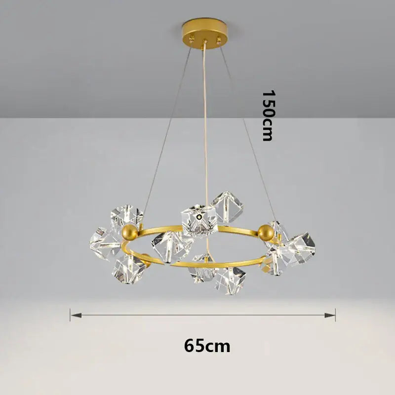 Suspension anneau cristal luxueux pour salon moderne