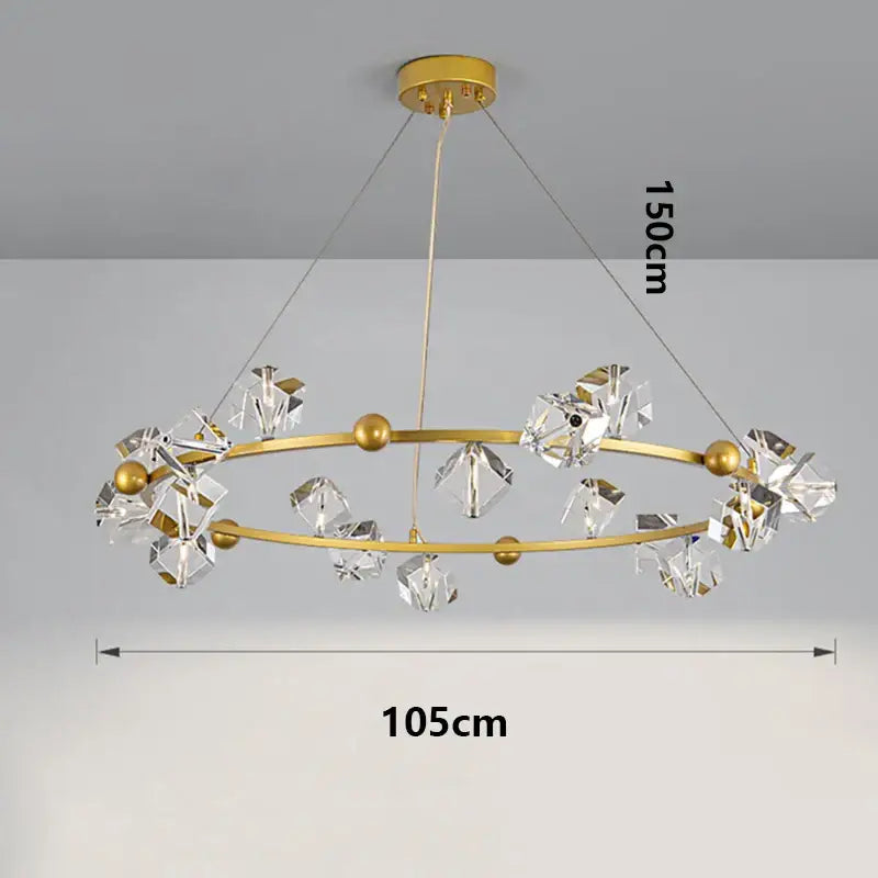 Suspension anneau cristal luxueux pour salon moderne