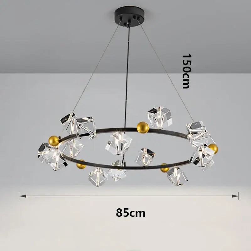 Suspension anneau cristal luxueux pour salon moderne
