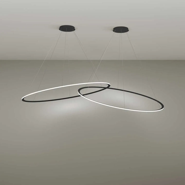 Suspension Circular anneau LED en aluminium noir #couleur_noir