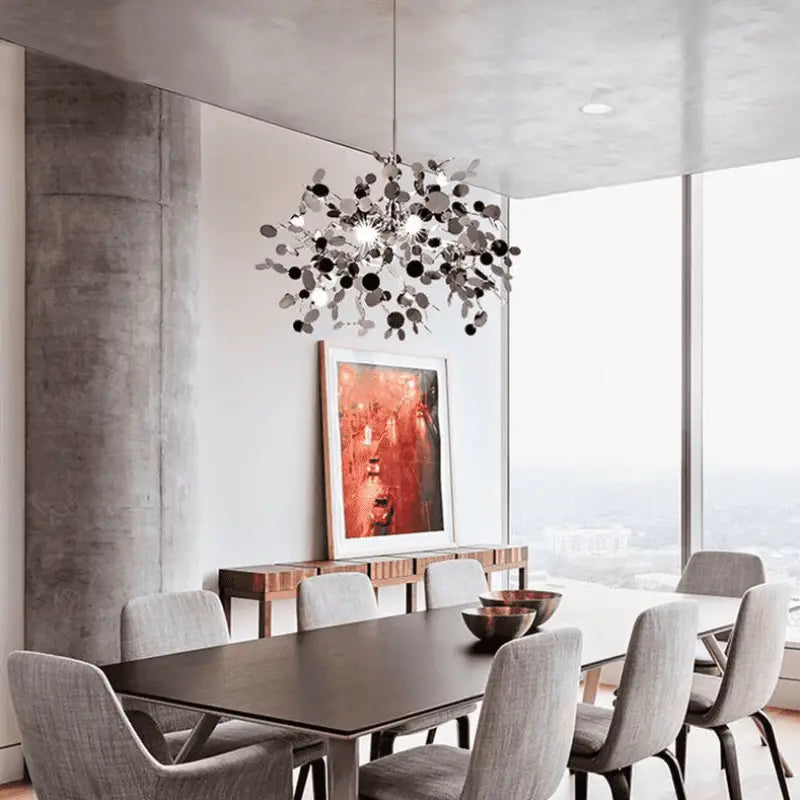 Suspension Argenté Aluminium Design Sculptural Raffiné