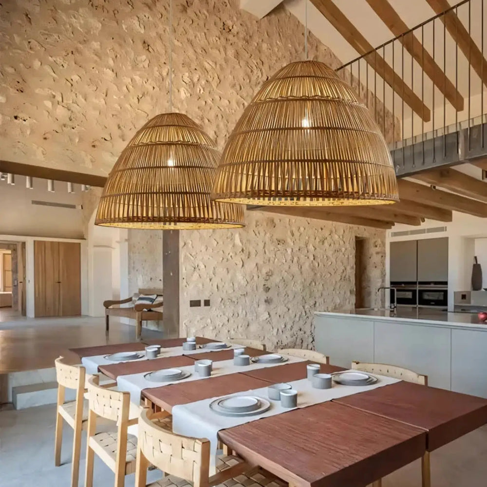 Suspension en bambou tressé design naturel bohème