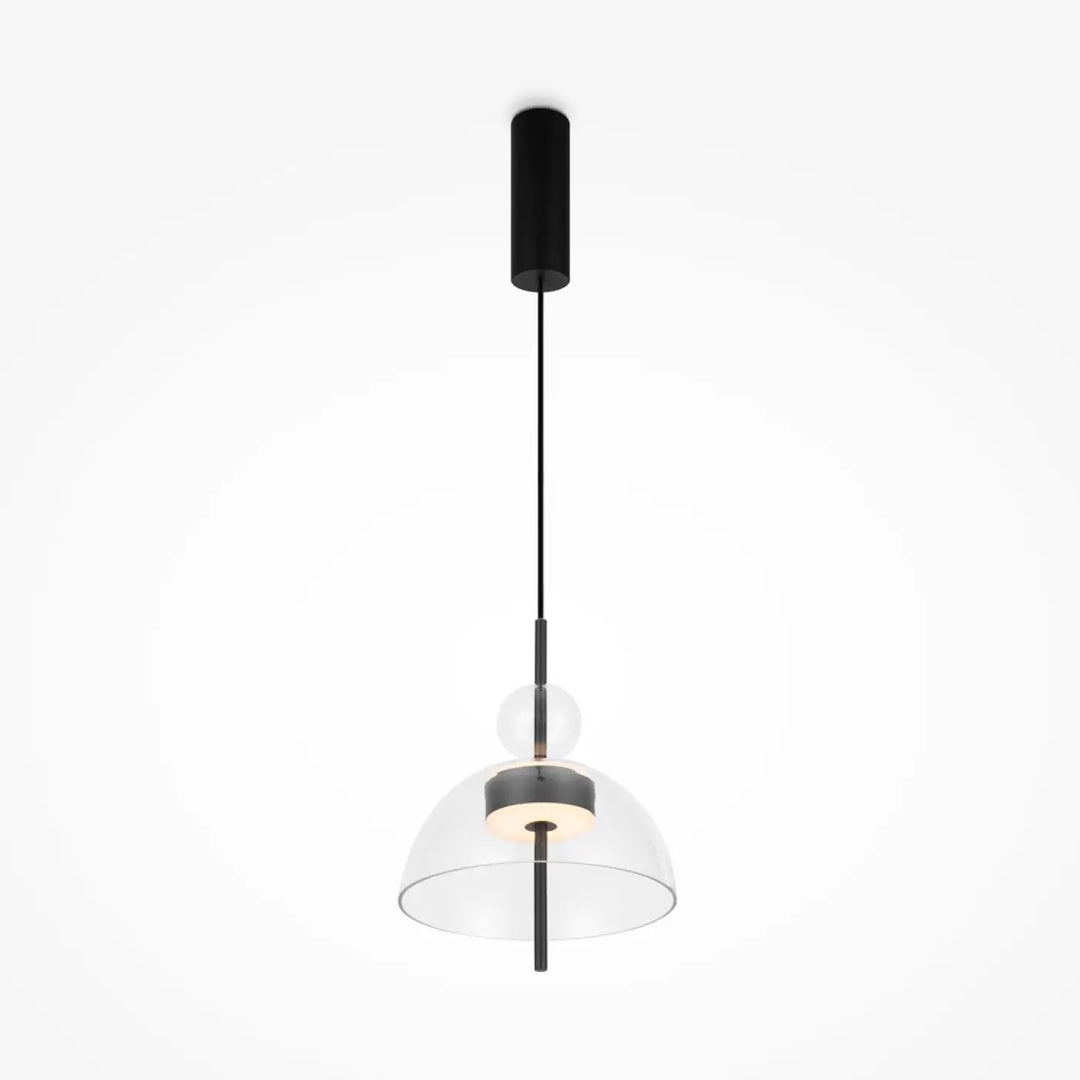 Suspension bangkok en métal noir avec verre transparent et accents sphériques moderne pour éclairage intérieur