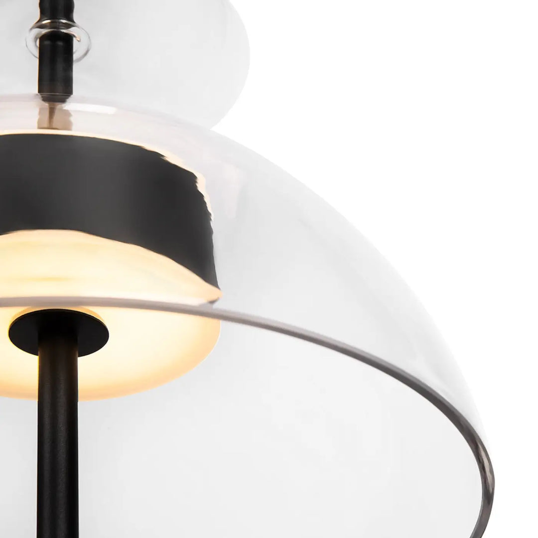 Suspension bangkok avec verre transparent et métal noir au design moderne et minimaliste pour éclairage intérieur