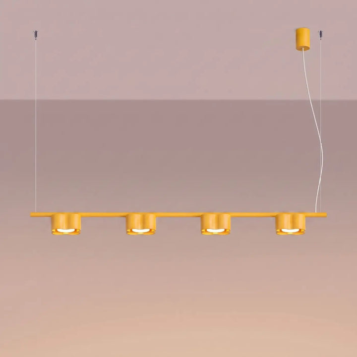 Suspension Ovio jaune en aluminium, allumée
