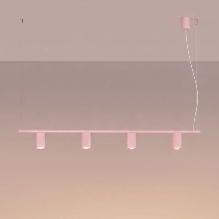 Suspension Rayo rose en aluminium, allumée