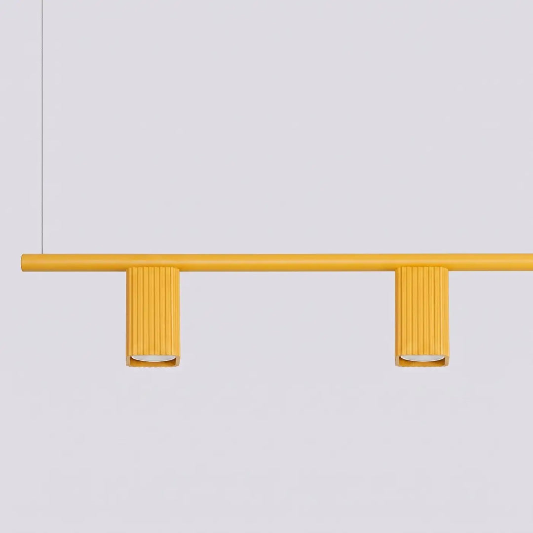 Suspension Rayo jaune en aluminium, détail des cannelures