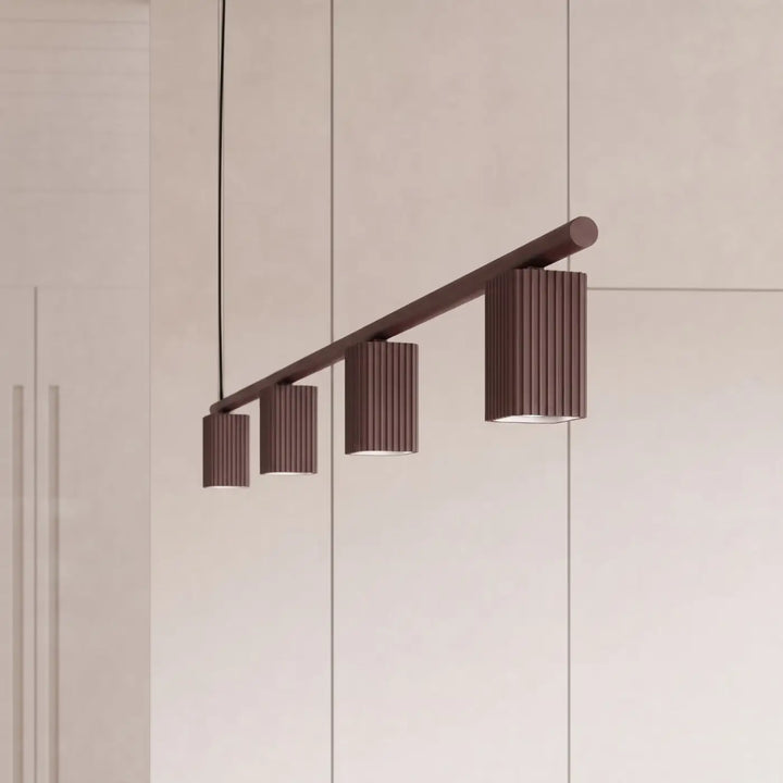 Suspension Rayo marron en aluminium, allumée
