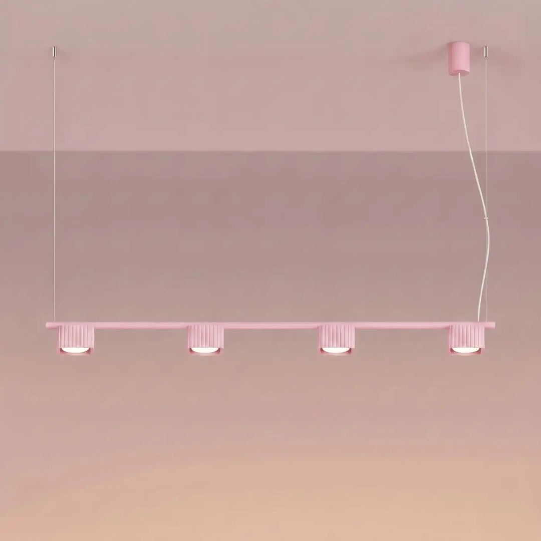 Suspension Riff rose en aluminium, allumée