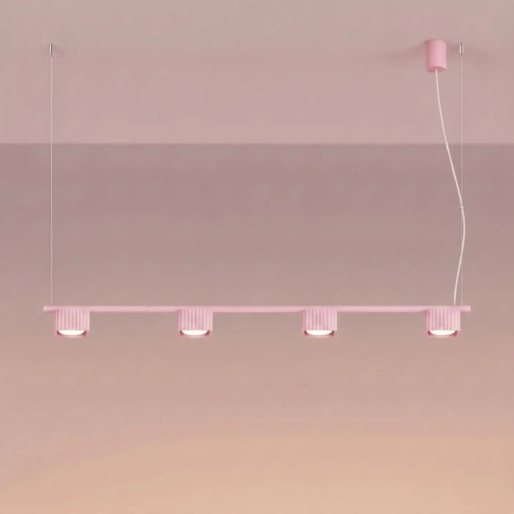 Suspension Riff rose en aluminium, allumée
