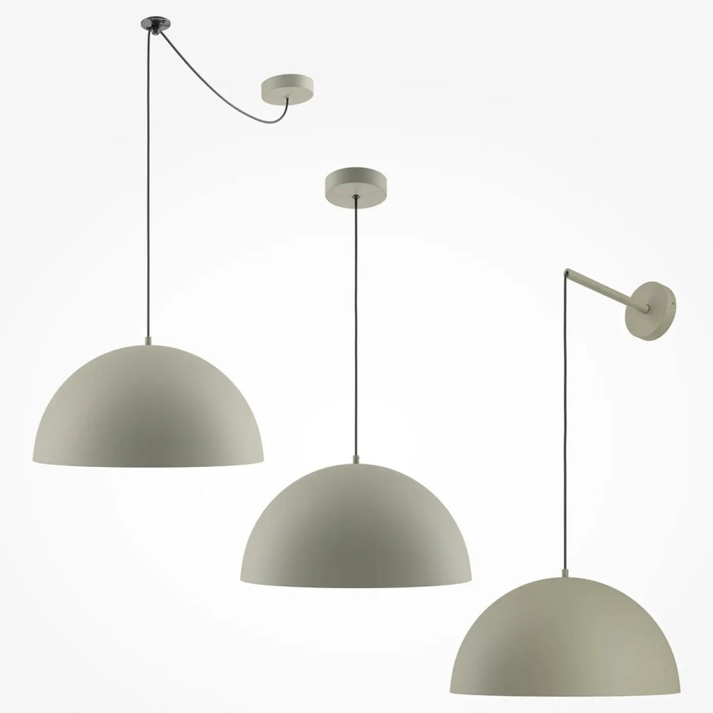 Suspension luminaire coupole en métal mat gris moderne avec finition basic colors et vert militaire possible