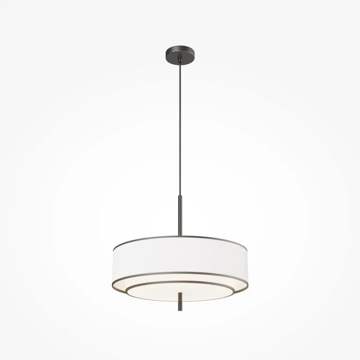Suspension luminaire bergamo moderne en métal noir mat avec tissu blanc concentrique pour salle à manger lumière douce