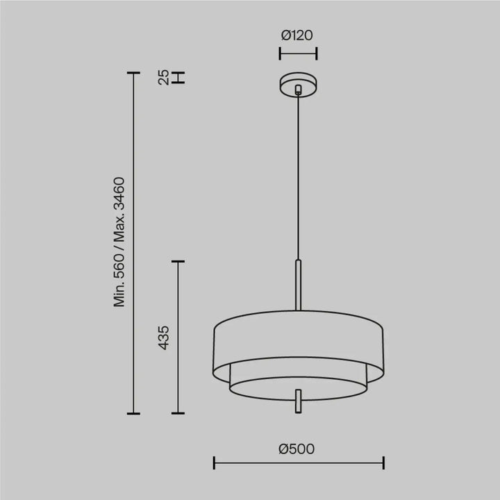 Suspension luminaire bergamo double niveau métallique avec lumière douce idéale pour salle à manger tissu blanc