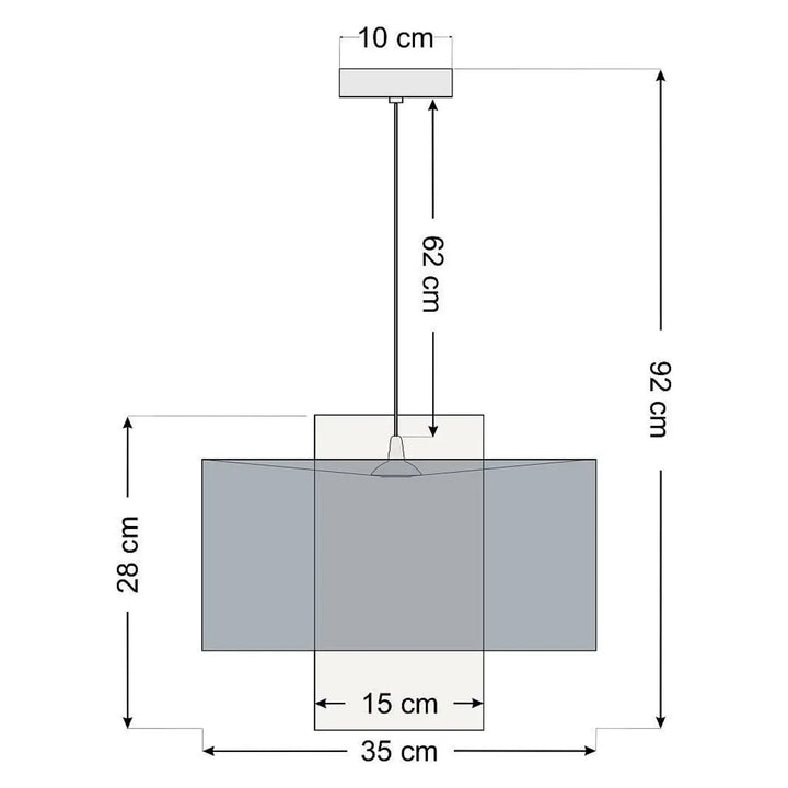 Suspension blanche double moderne avec abat-jour rectangulaire gris et support métallique minimaliste