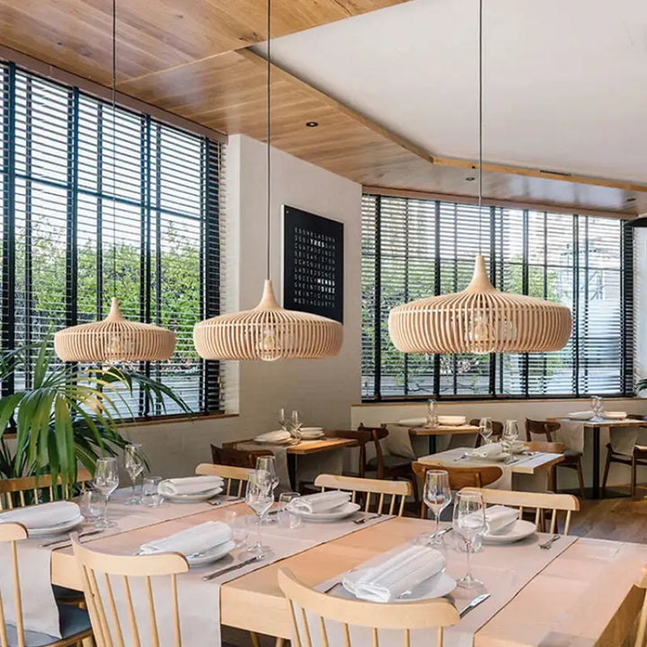 Suspension En Bois Clair Design Naturel Élégant

