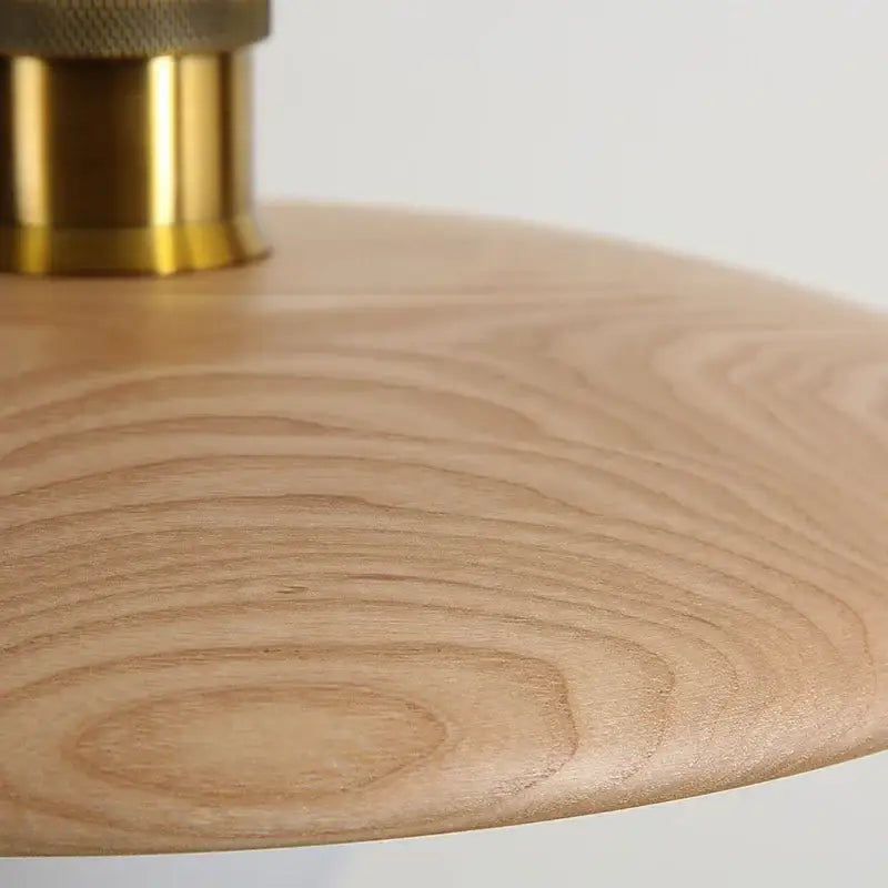 Suspension en bois naturel avec abat-jour rond style minimaliste