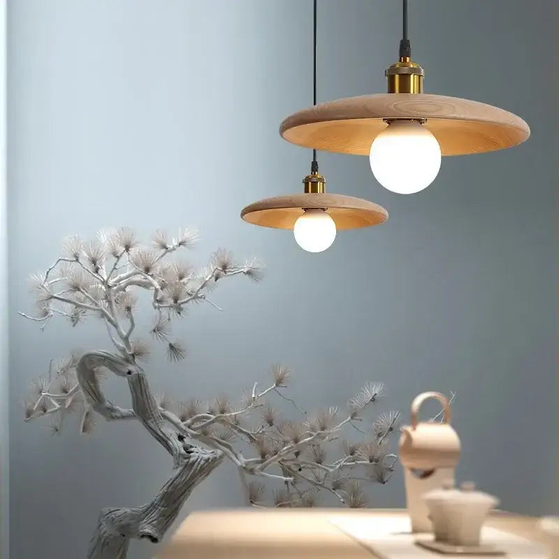 Simple Original Solid Wood Chandelier Restaurant Bedroom Tea Room Corridor Aisle Bar Pendant Light Creative Three-color