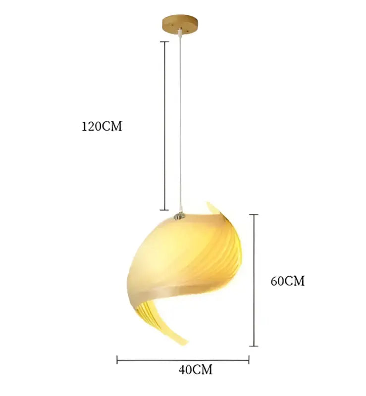 Suspension bois sculptural en forme torsadée élégante lumineuse