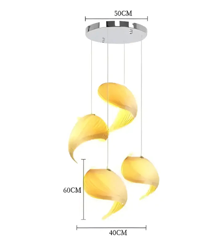 Suspension bois sculptural en forme torsadée élégante lumineuse